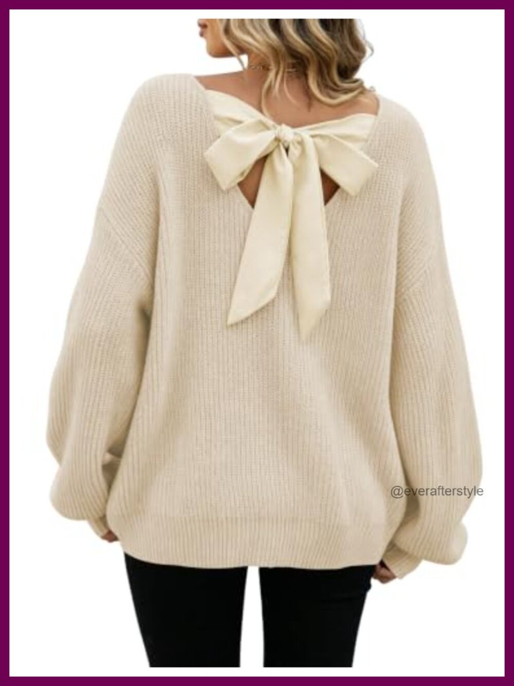 Women's Bow Back Chunky Knit Sweater